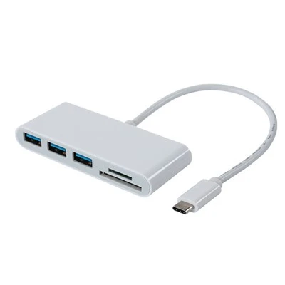 USB C till 3 USB-portar Hub med kortläsare