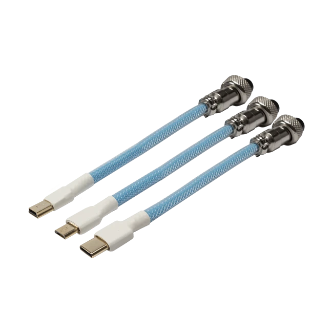 Double Sleeved Custom Keyboard Cable With GX12 Aviator Connector, Fits Type-c, Micro USB, And USB-Mini Mechanical Keyboards