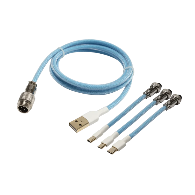 Double Sleeved Custom Keyboard Cable With GX12 Aviator Connector, Fits Type-c, Micro USB, And USB-Mini Mechanical Keyboards