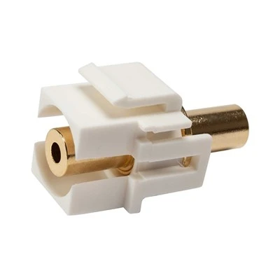 Guldpläterade 3,5 mm TRS Stereo Flush Type Keystone Jack Inserts-Vit